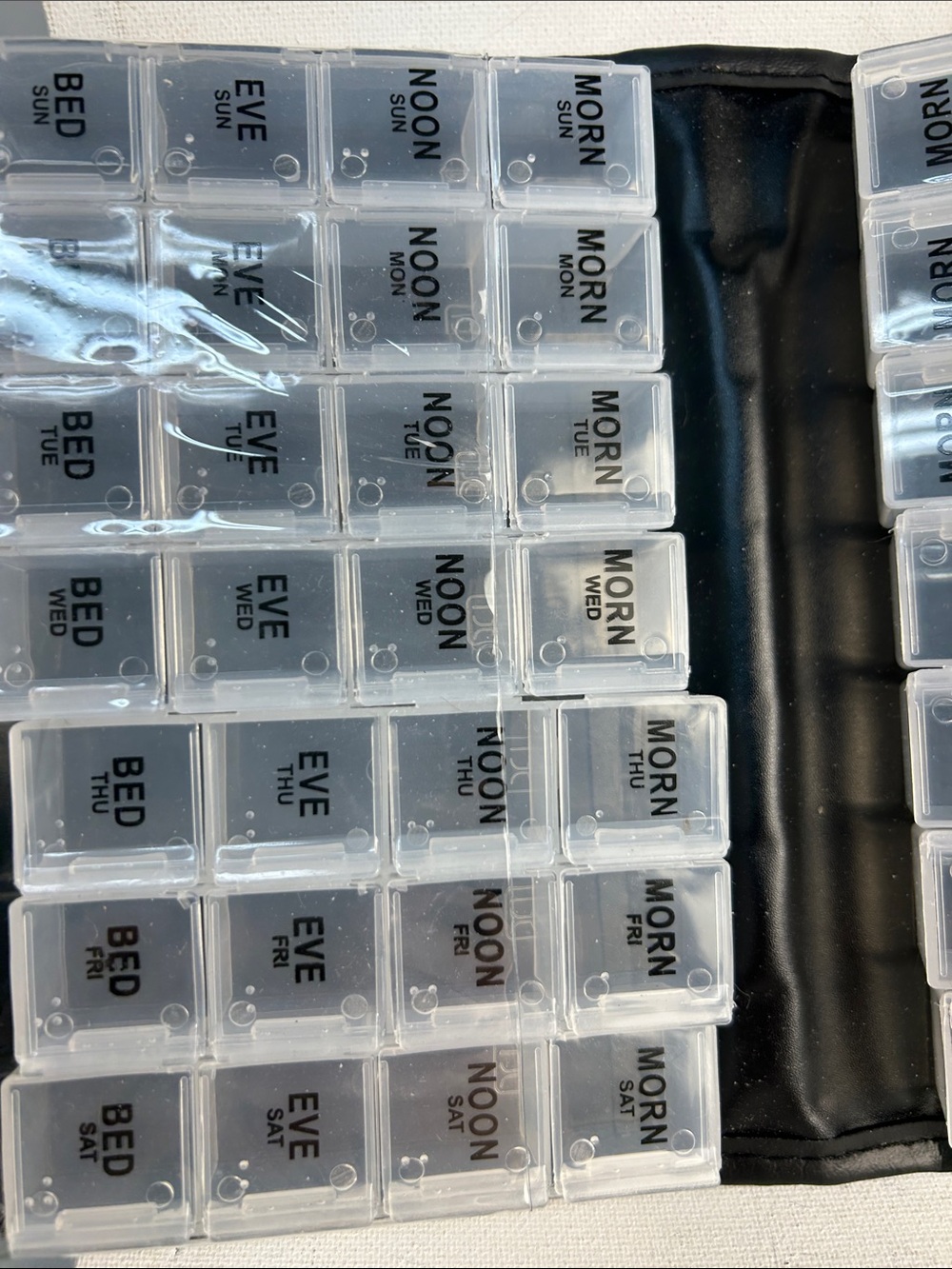 Clear Daily Pill Organizer with Labeled Compartments - Clear/Black